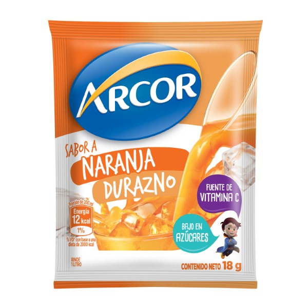 Jugo En Polvo Arcor Sabor Naranja Durazno18g
