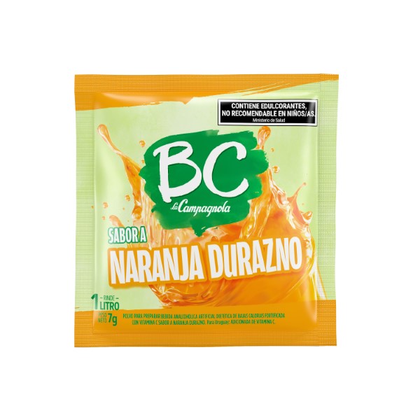 Jugo En Polvo Bc Sabor Naranja Durazno 18g