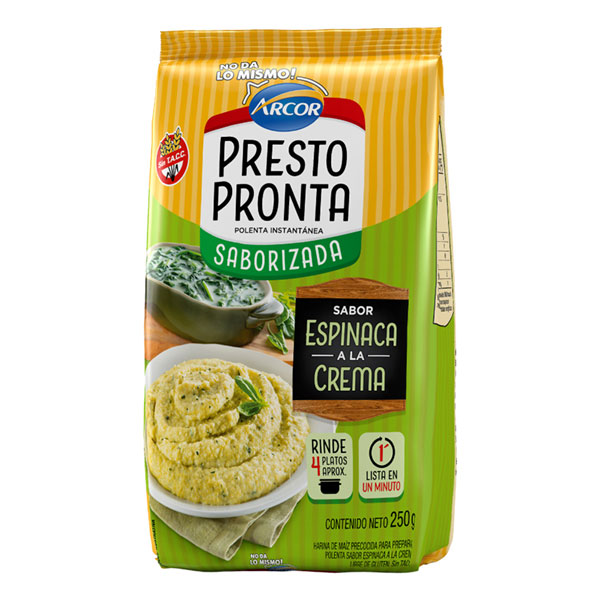 Polenta Prestopronta Harina De Maiz Sabor Espinaca Y Crema 250g