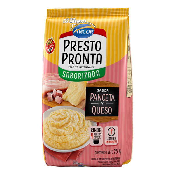 Polenta Prestopronta Harina De Maiz Sabor Panceta Y Queso 250g