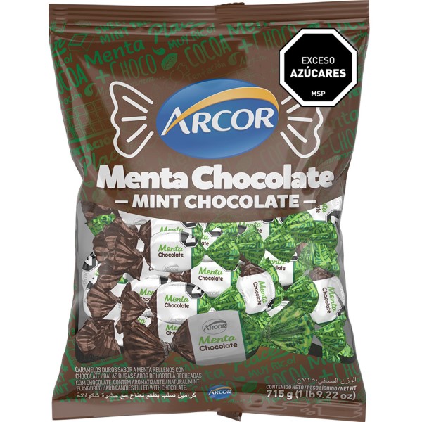 Caramelos Rellenos Arcor Menta Chocolate 715g