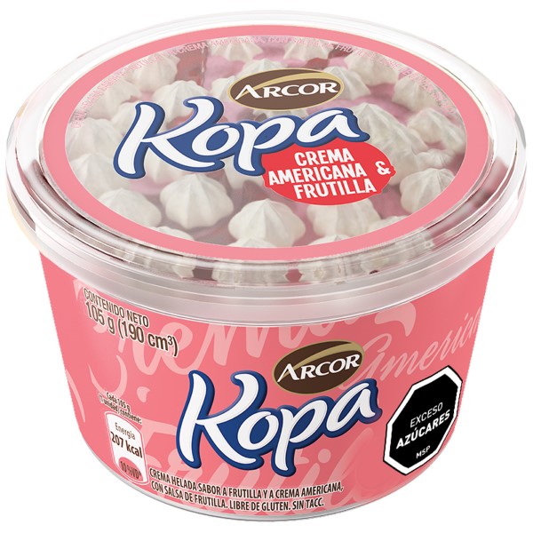 Helado Arcor Kopa Crema Americana Y Frutilla 105g