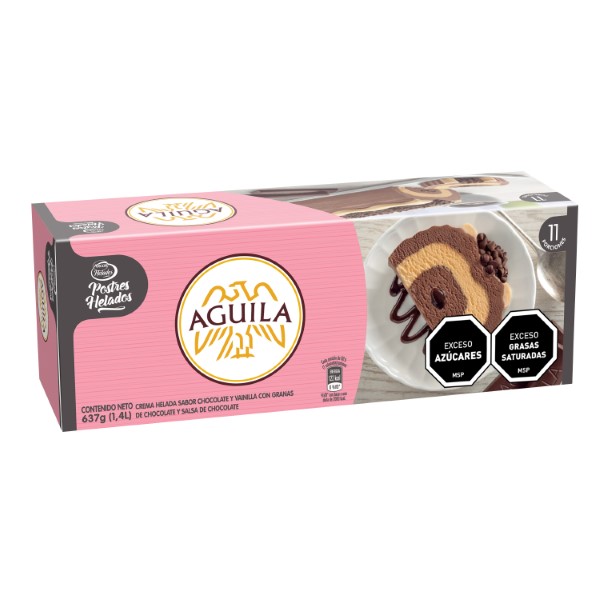 Postre Helado Aguila Chocolate Y Vainilla Con Granas 637g