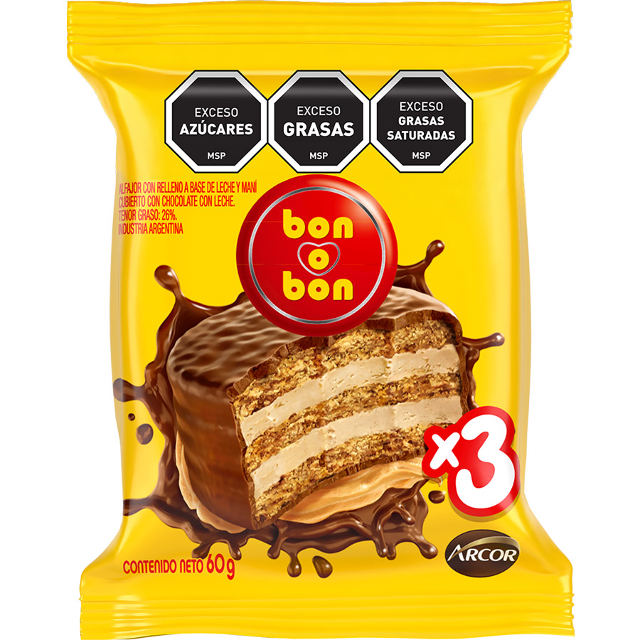 Alfajor Bon O Bon Triple Chocolate Con Leche 60g