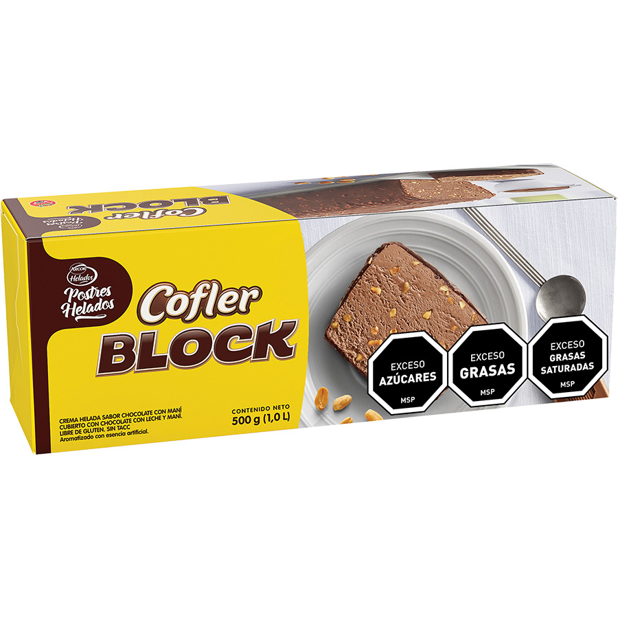 Postre Helado Arcor Cofler Block Chocolate Con Mani 500g