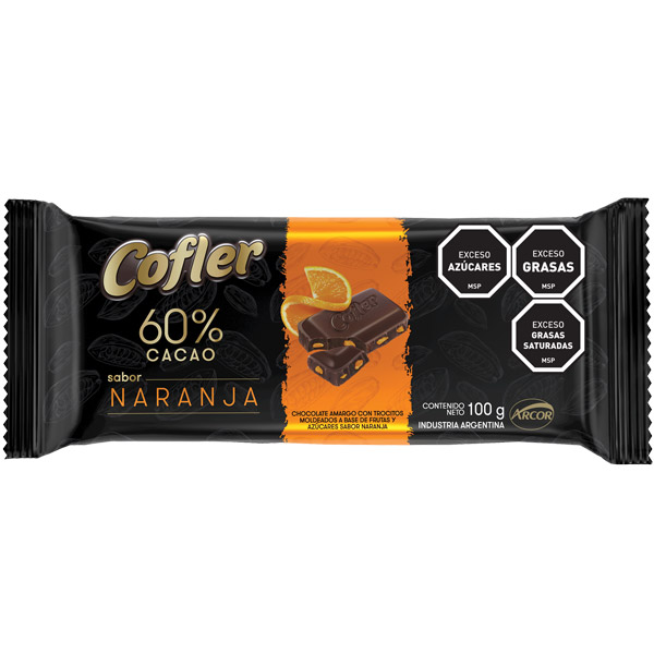 Tabletas Cofler 60% Cacao Naranja100g