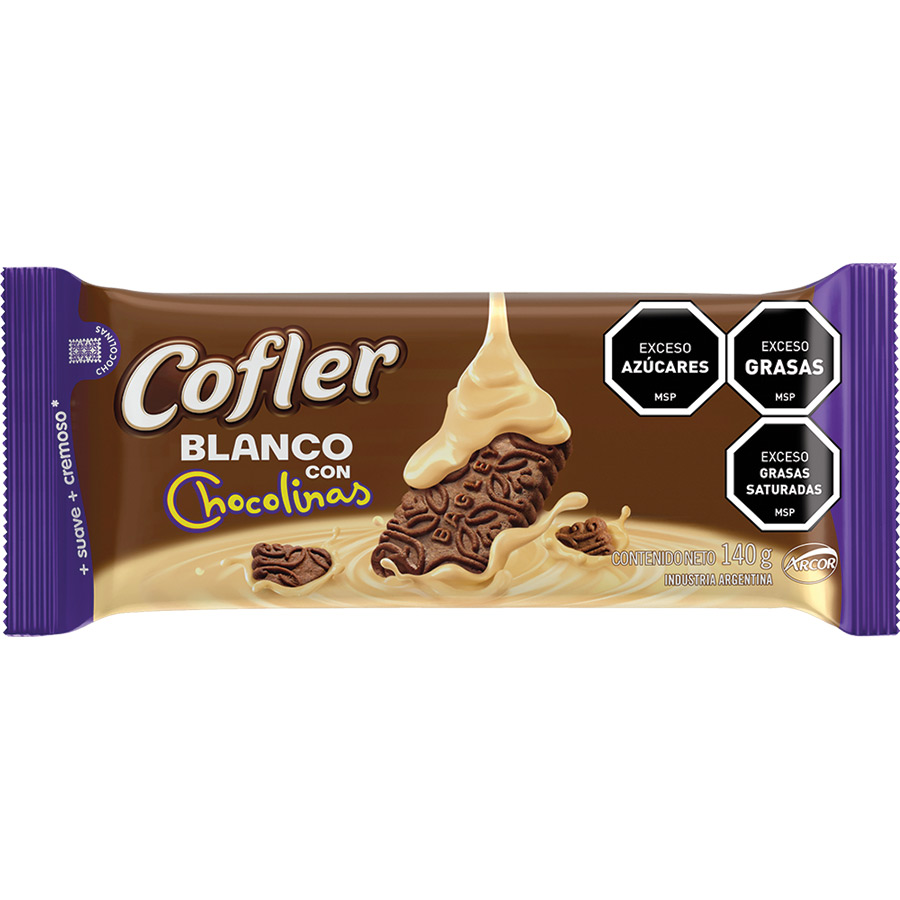 Tabletas Cofler Chocolate Blanco Con Chocolinas 140g