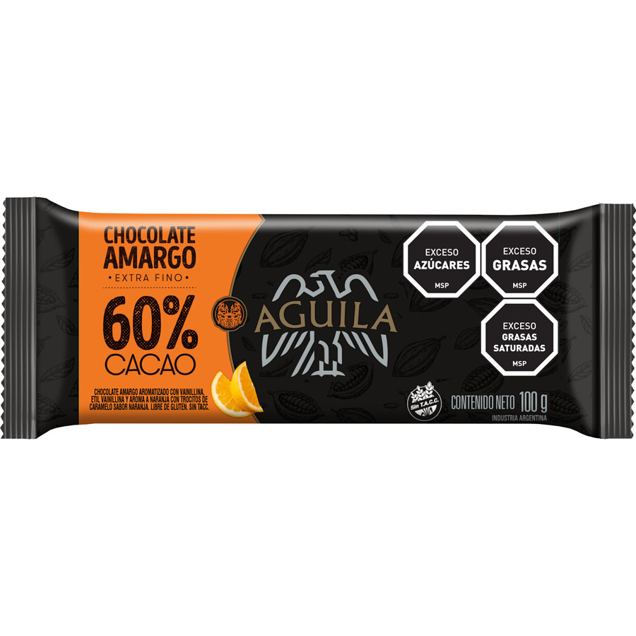 Tableta Chocolate Águila Naranja 60% Cacao 100g