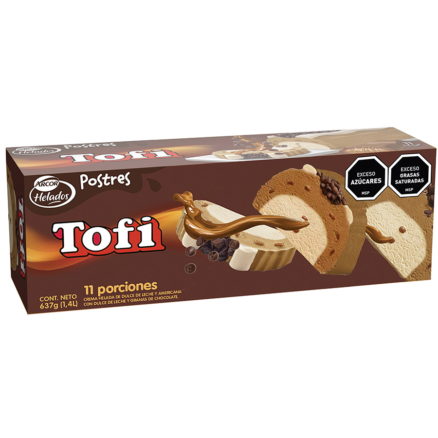 Postre Helado Arcor Tofi Dulce De Leche Y Crema Americana 637g