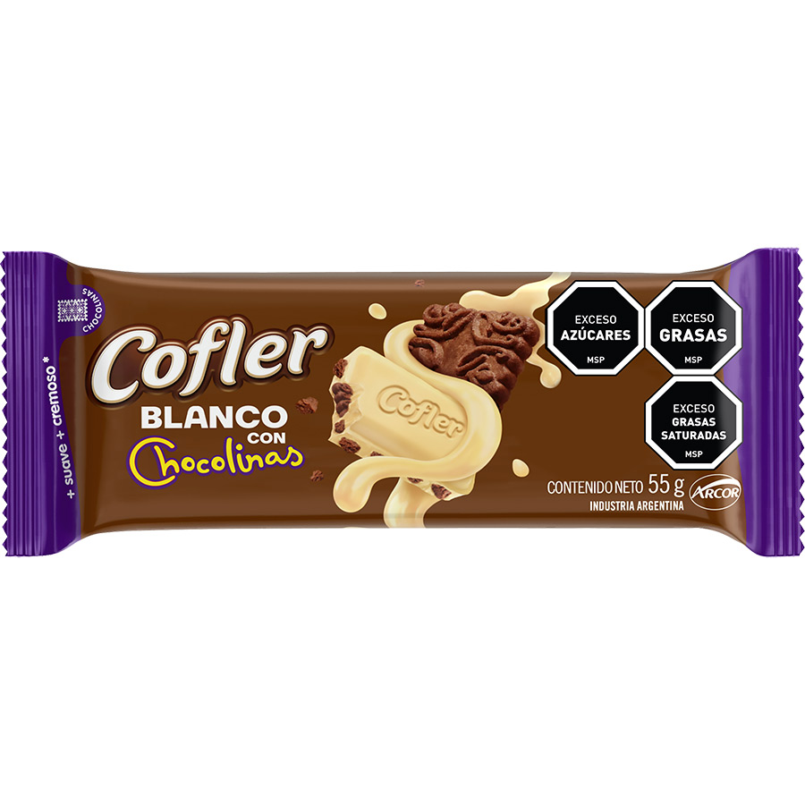 Tableta Cofler Chocolate Blanco Con Chocolinas 55g