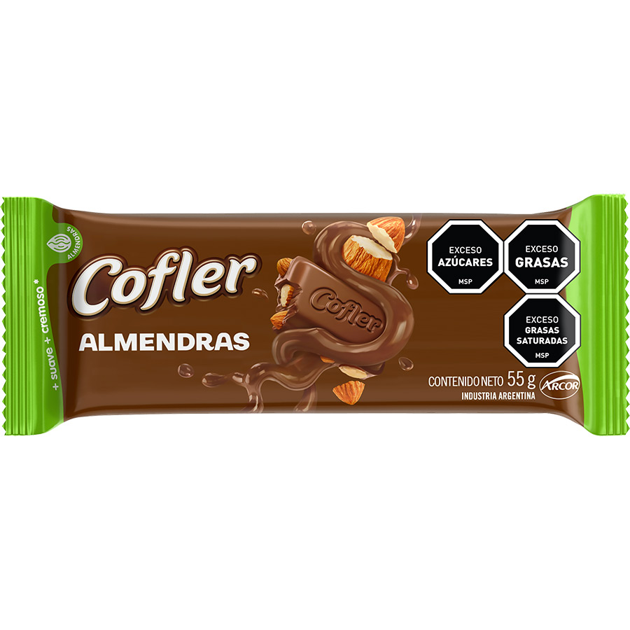 Tableta Cofler Chocolate Con Leche Y Almendras 55g